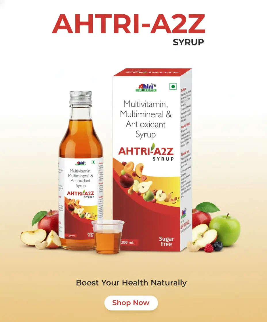 AHTRI-A2Z Multivitamin Multimineral Antioxidant Syrup Sugar Free 200ml - Immunity Booster Medicine